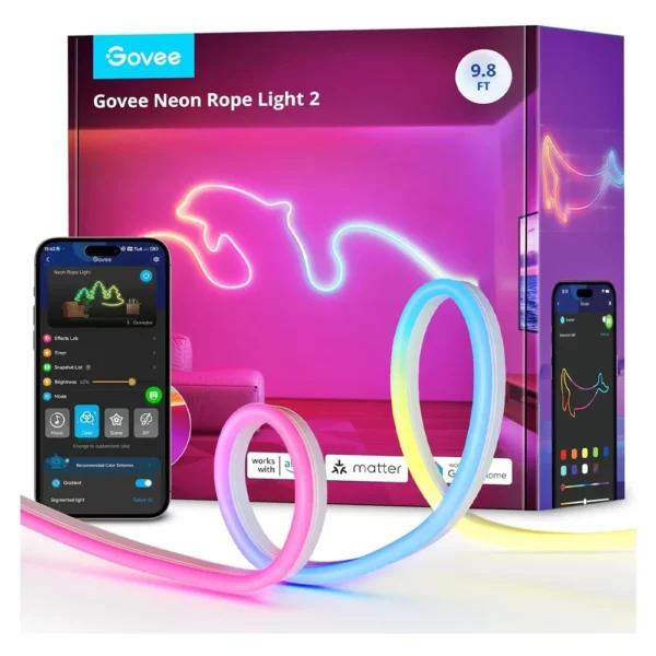 Govee Neon Rope Light 2 RGBIC Wi-Fi + Bluetooth 3m White H61D3-W