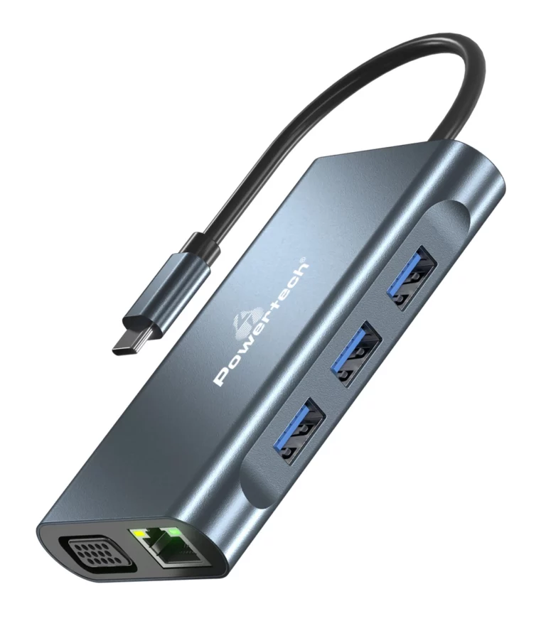 Powertech BYL-2311 USB-C Docking Station με HDMI 4K PD Ethernet και σύνδεση 2 Οθονών Γκρι