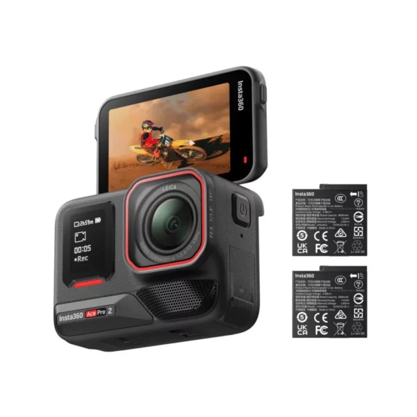 Insta360 Ace Pro 2 Action Camera 8K Υποβρύχια Dual Battery Bundle με Οθόνη Αφής 2.4" και Wi-Fi Μαύρη