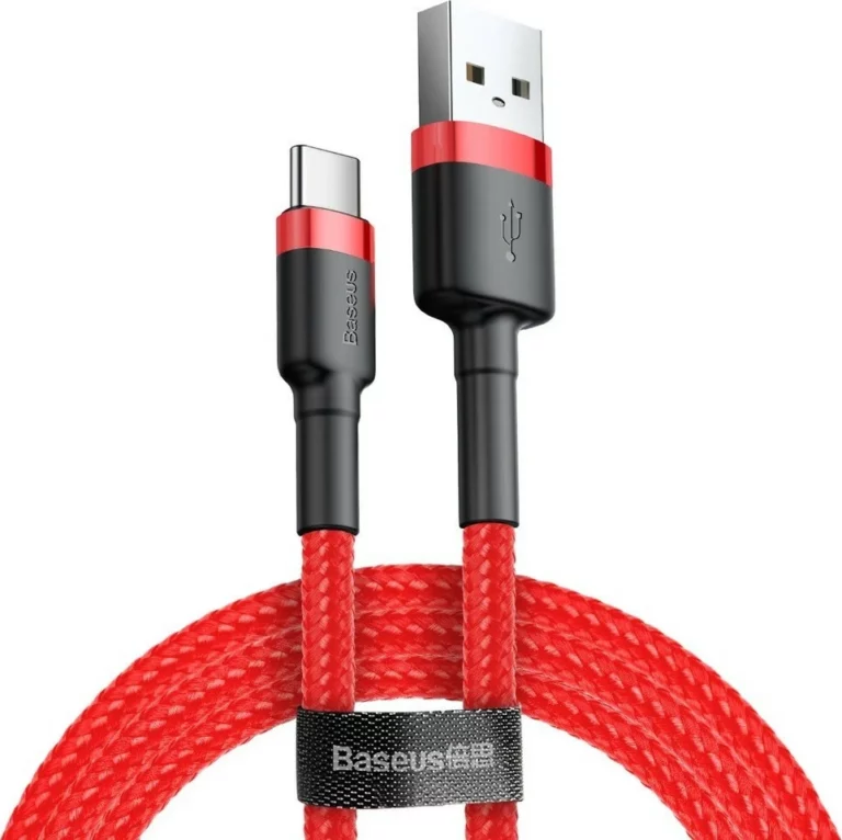 baseus cafule braided usb 2.0 cable usb c male usb a Κόκκινο 0.5m (catklf a09)