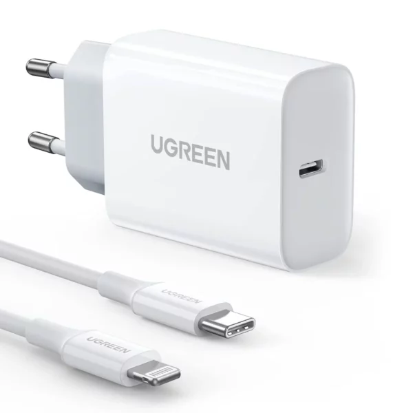 ugreen Φορτιστής με Θύρα usb c και Καλώδιο lightning 20w power delivery / quick charge 4.0 Λευκός (cd137)
