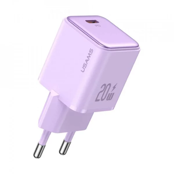 usams Φορτιστής Χωρίς Καλώδιο με Θύρα usb c 20w power delivery Μωβ (cc183)