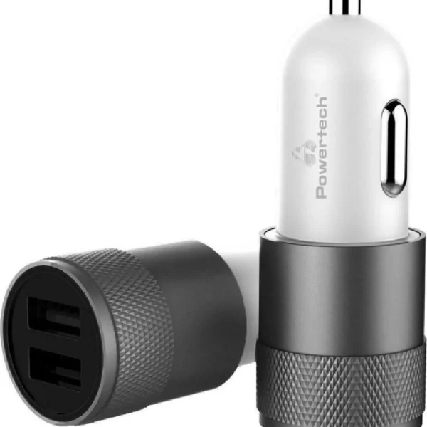 powertech Φορτιστής Αυτοκινήτου Γκρι Συνολικής Έντασης 2.1a με Θύρες: 2xusb