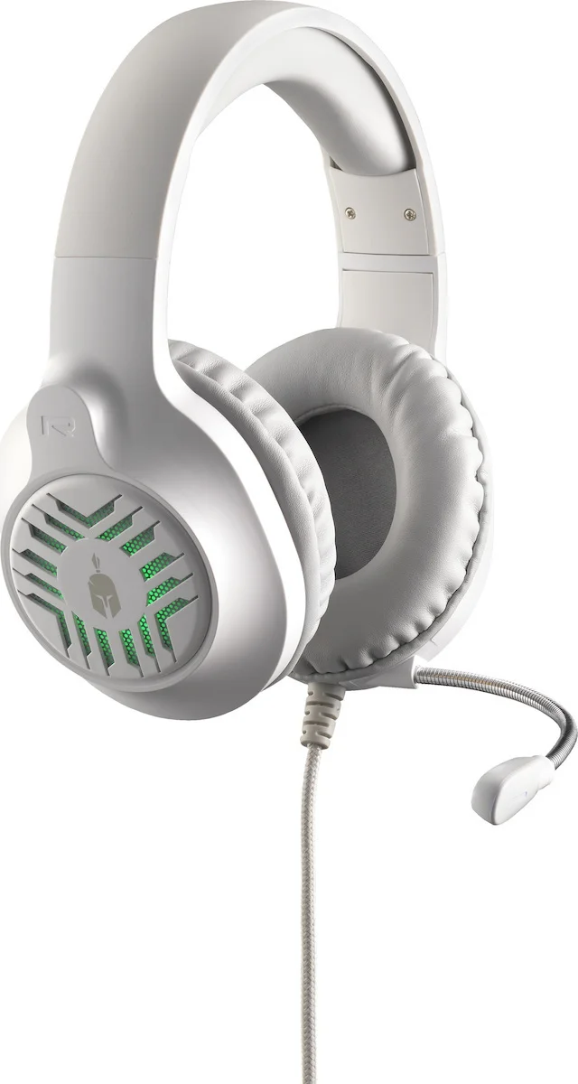 spartan gear medusa over ear gaming headset με σύνδεση 3.5mm white/grey