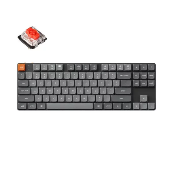 keychron k1 max Ασύρματο gaming Μηχανικό Πληκτρολόγιο tenkeyless με gateron low profile red διακόπτες και rgb φωτισμό (Αγγλικό us) k1m h1