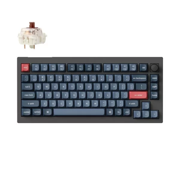 keychron v1m d3 max qmk/via Ασύρματο gaming Μηχανικό Πληκτρολόγιο 75% με gateron jupiter brown διακόπτες και rgb φωτισμό (Αγγλικό us) carbon black