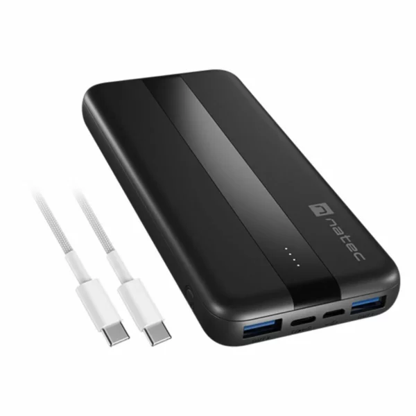 natec trevi slim q v2 power bank 10000mah 18w με 2 Θύρες usb a και 2 Θύρες usb c power delivery Μαύρο