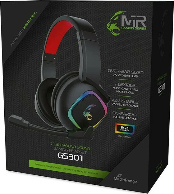 mediarange mrgs301 over ear gaming headset με σύνδεση usb