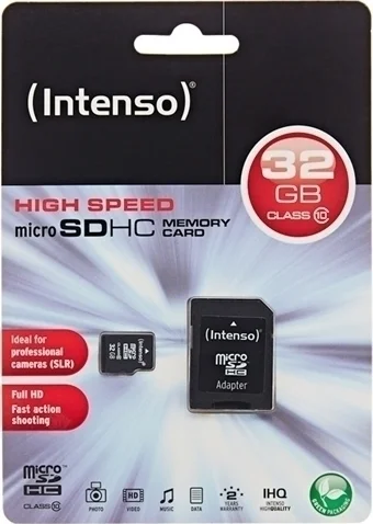 intenso microsdhc 32gb class 10 high speed με αντάπτορα