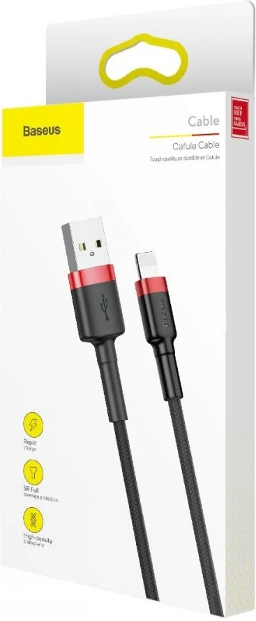 baseus cafule braided usb to lightning cable black/red 1m (calklf b19)