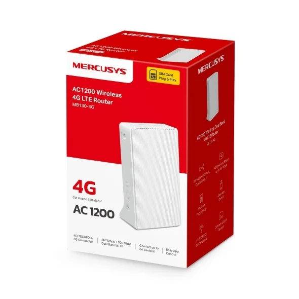 mercusys mb130 4g v1 Ασύρματο 4g router wi‑fi 5 με 2 Θύρες